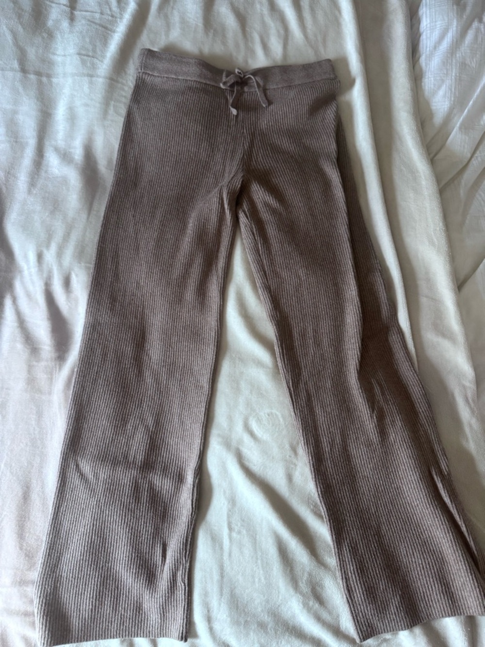 GAP Ribbed Wide Leg Knit Pants in Taupe